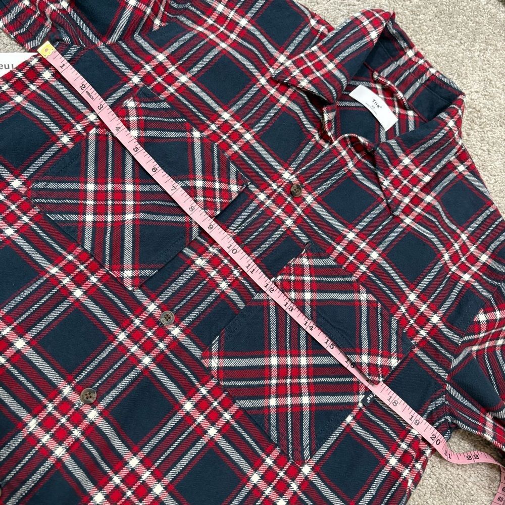 NWT Tna Aritzia Taylor Plaid Oversized Flannel Total Eclipse Deep Red Size XS - Picture 9 of 12
